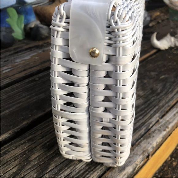 Princess Charming Atlas SeaShell Seahorse Beach Wicker Purse Bag Vintage 50s 60s - Picture 8 of 12